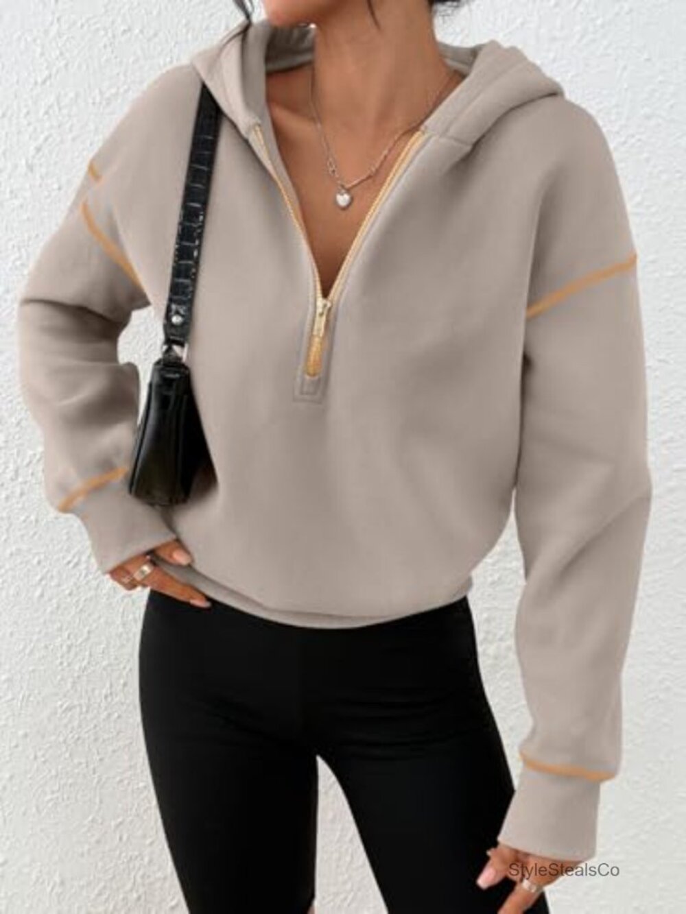 Half Zip Pullover Cropped Hoodie Y2k Cute Sweatshirt Women - Picture 3 of 6